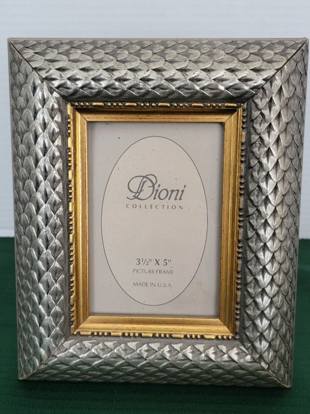 Dioni Collection Vintage Ornate Carved Wood Silver & Gold Picture Frame